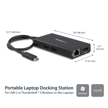 StarTech.com USB-C-multiportadapter med 4K HDMI - 2 USB-A-portar - 60 W PD - Svart