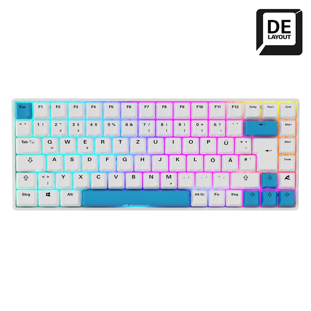 Sharkoon SKILLER SGK50 S3 PBT tangentbord Spela USB QWERTZ tyska Vit