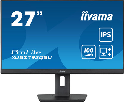 iiyama ProLite XUB2792QSU-B6 platta pc-skärmar 68,6 cm (27") 2560 x 1440 pixlar Quad HD LED Svart