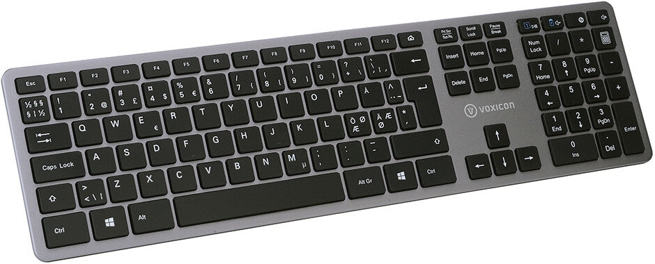 Voxicon 280 Slim Metal Wireless tangentbord Mus inkluderad Universal RF Trådlös QWERTY Nordic Svart, Silver