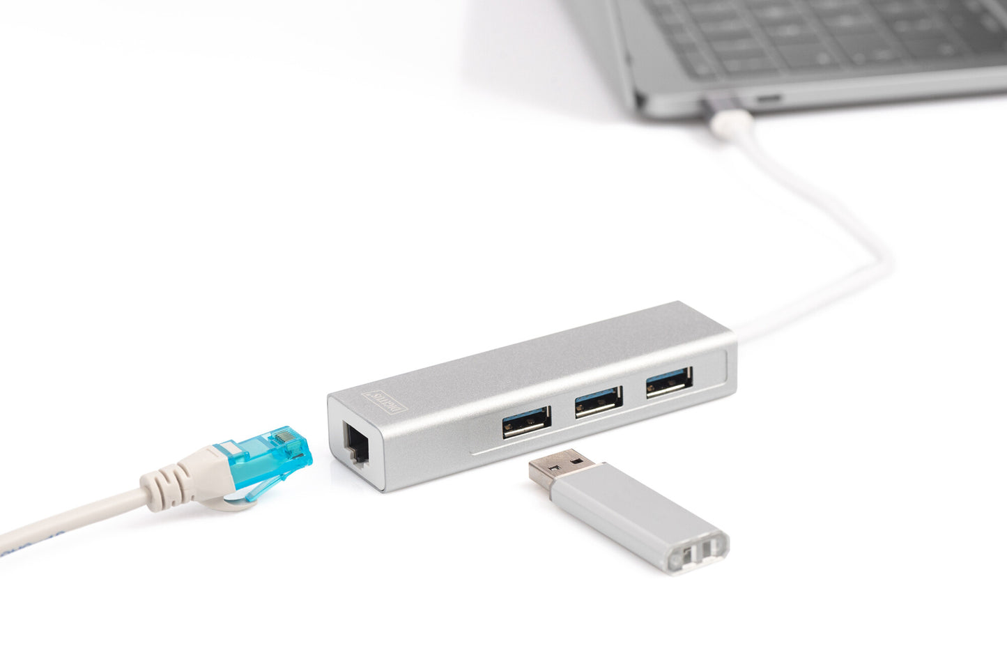 Digitus DA-70255 dockningsstationer för bärbara datorer USB 3.2 Gen 1 (3.1 Gen 1) Type-C Grå, Vit