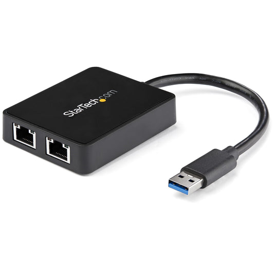 StarTech.com USB 3.0 till Dubbel Port Gigabit Ethernet-nätverksadapter med USB-port
