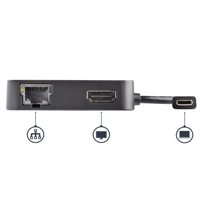 StarTech.com DKT30CHD dockningsstationer för bärbara datorer Kabel USB 3.2 Gen 1 (3.1 Gen 1) Type-C Svart