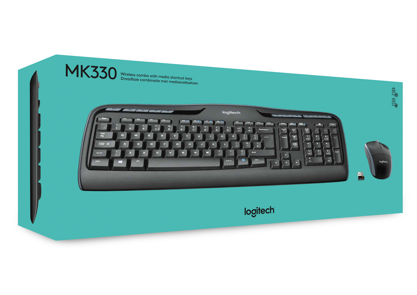 Logitech Wireless Combo MK330 tangentbord Mus inkluderad Kontor USB QWERTY Amerikanskt internationellt Svart