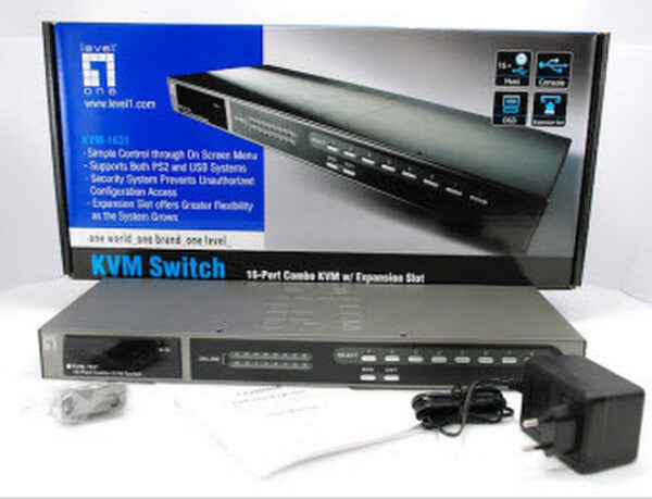 LevelOne KVM-1631 KVM-switchar Rackmontering Svart