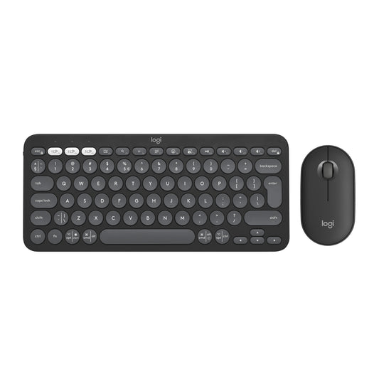 Logitech Pebble 2 Combo tangentbord Mus inkluderad Universal Trådlös RF + Bluetooth QWERTY Amerikanskt internationellt grafit