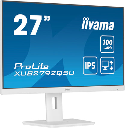 iiyama ProLite XUB2792QSU-W6 platta pc-skärmar 68,6 cm (27") 2560 x 1440 pixlar Quad HD LED Vit