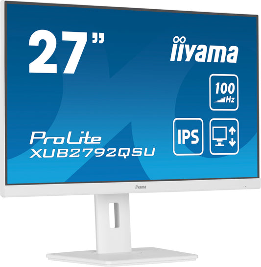iiyama ProLite XUB2792QSU-W6 platta pc-skärmar 68,6 cm (27") 2560 x 1440 pixlar Quad HD LED Vit