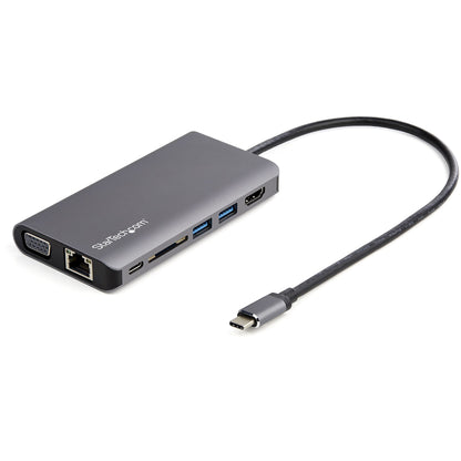 StarTech.com USB C-multiportadapter - USB-C Mini-resedocka med 4K HDMI eller 1080p VGA - 3x USB 3.0-hubb, SD, GbE, Audio, 100 W PD Pass-through - Bärbar dockningsstation för bärbar dator/surfplatta