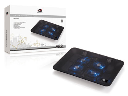Conceptronic CNBCOOLPADL4F kylningsdynor för bärbara datorer 39,6 cm (15.6") Svart