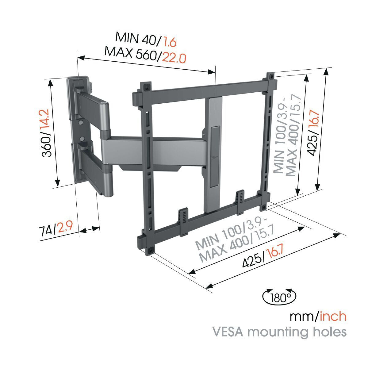 Vogel's TVM 5445 165,1 cm (65") Svart