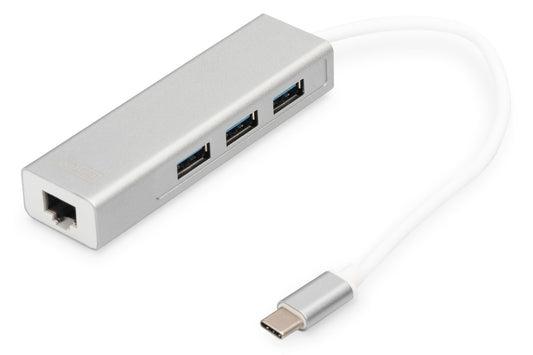 Digitus DA-70255 dockningsstationer för bärbara datorer USB 3.2 Gen 1 (3.1 Gen 1) Type-C Grå, Vit