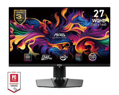 MSI MAG 271QPXDE QD-OLED E2 platta pc-skärmar 67,3 cm (26.5") 2560 x 1440 pixlar Wide Quad HD Svart