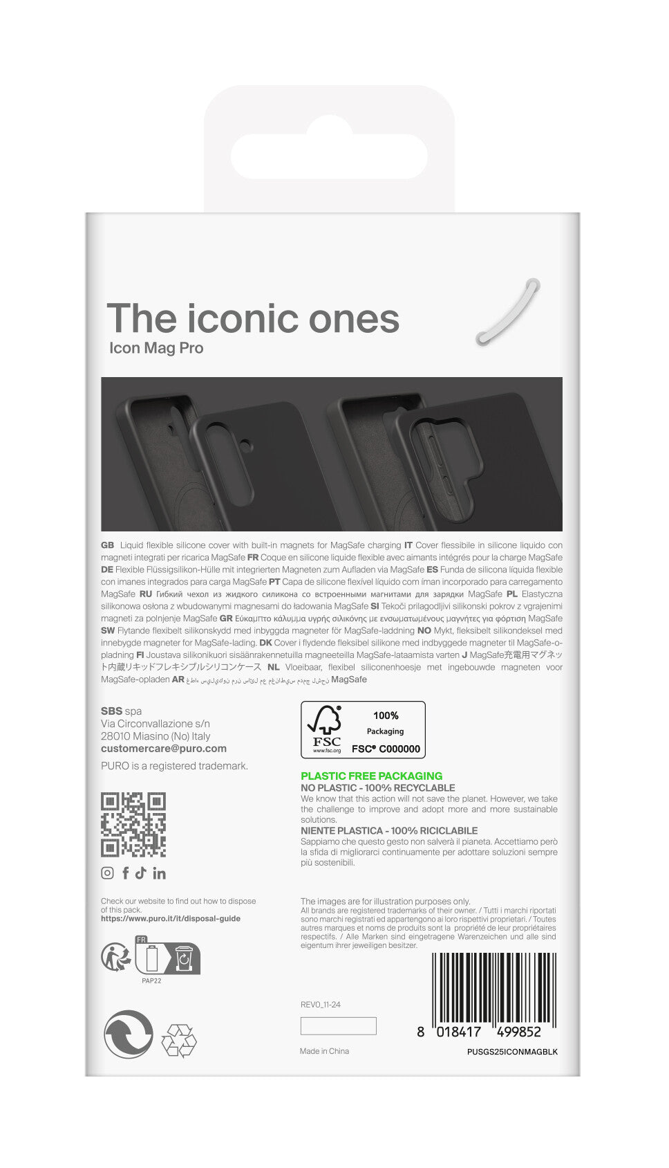 PURO PUSGS25UICONMAGBLK mobiltelefonfodral 17,5 cm (6.9") Omslag Svart