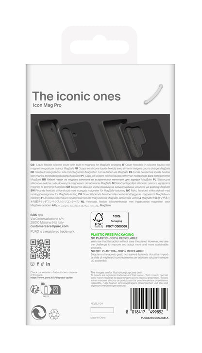 PURO PUSGS25UICONMAGBLK mobiltelefonfodral 17,5 cm (6.9") Omslag Svart