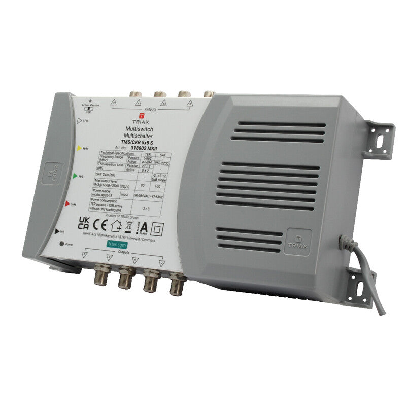 Triax 318602 multiswitch för satellit-tv 5 ingångar 8 utgångar