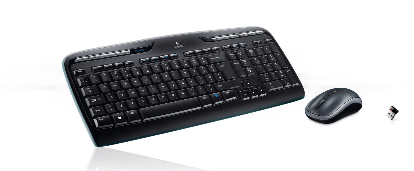 Logitech Wireless Combo MK330 tangentbord Mus inkluderad Kontor USB QWERTY Amerikanskt internationellt Svart