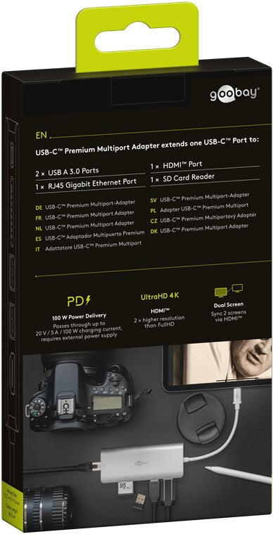 Goobay 76788 dockningsstationer för bärbara datorer USB Type-C Silver