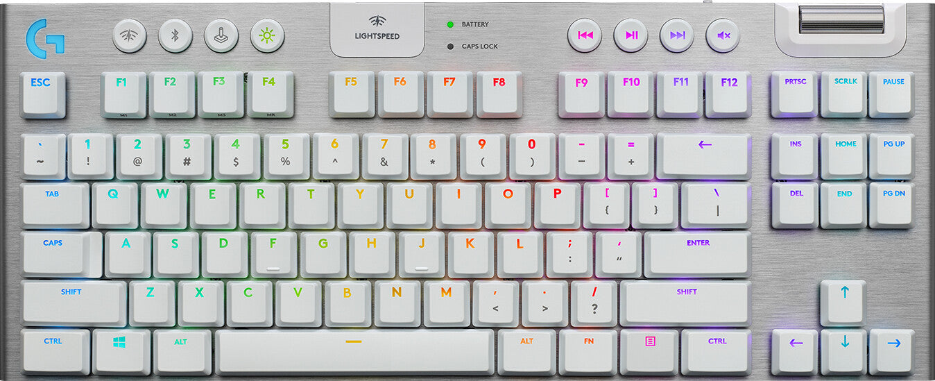 Logitech G 920-009663 tangentbord Spela Trådlös RF + Bluetooth QWERTY Nordic Vit