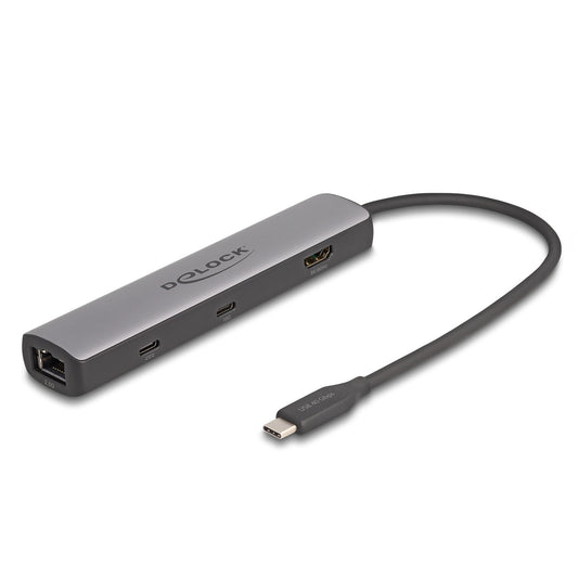 DeLOCK 87865 dockningsstationer för bärbara datorer Kabel USB 3.2 Gen 2 (3.1 Gen 2) Type-C Svart, Grå