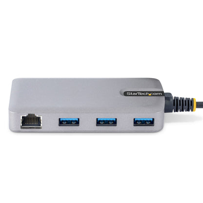 StarTech.com USB-hubb med 3 portar och Ethernet - 3x USB-A-portar - Gigabit Ethernet (RJ-45) - USB 3.0 5 Gbps - Bussdriven - 30 cm lång kabel - Bärbar USB-hubbadapter för bärbar dator med GbE
