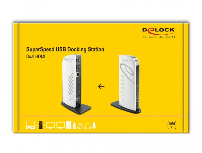 DeLOCK 87771 dockningsstationer för bärbara datorer Kabel Svart, Vit