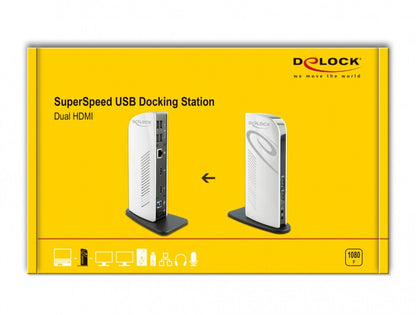 DeLOCK 87771 dockningsstationer för bärbara datorer Kabel Svart, Vit