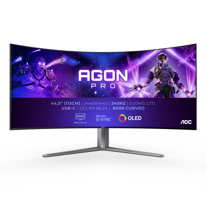 AOC AGON PRO AG456UCZD LED display 114,3 cm (45") 3440 x 1440 pixlar Wide Quad HD OLED Svart