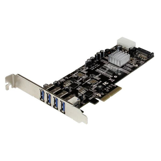 StarTech.com PCI Express (PCIe) SuperSpeed USB 3.0-kortadapter med 4 portar och 2 dedicerade kanaler på 5 Gbps – UASP – SATA/LP4-ström