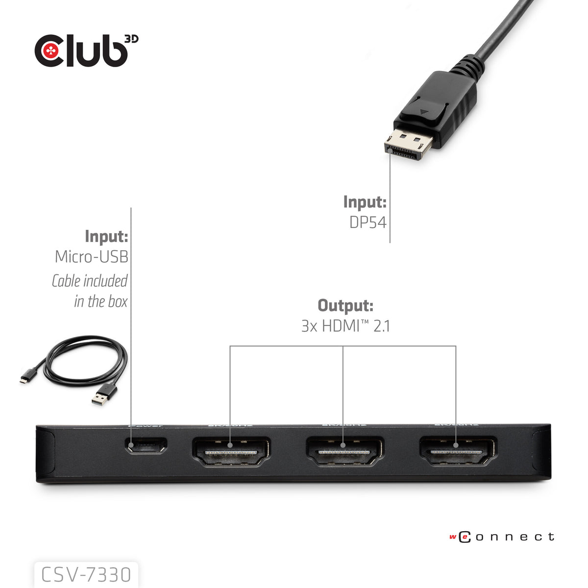 CLUB3D CSV-7330 dockningsstationer för bärbara datorer DisplayPort Svart