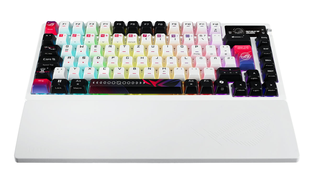 ASUS ROG Azoth X tangentbord Spela USB + RF Wireless + Bluetooth QWERTZ Vit