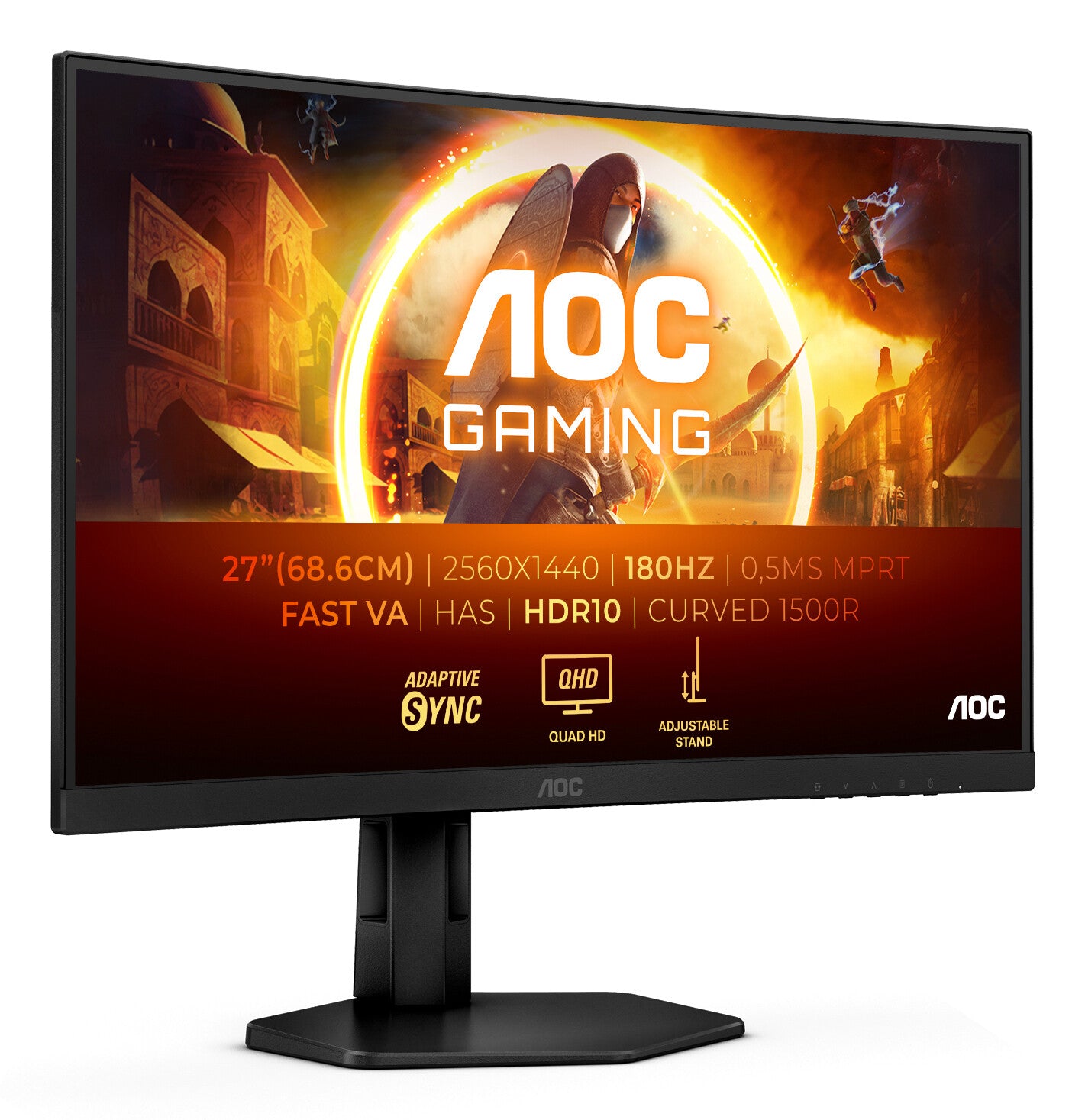 AOC G4 CQ27G4X platta pc-skärmar 68,6 cm (27") 2560 x 1440 pixlar Quad HD LCD Svart
