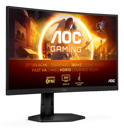 AOC G4 CQ27G4X platta pc-skärmar 68,6 cm (27") 2560 x 1440 pixlar Quad HD LCD Svart