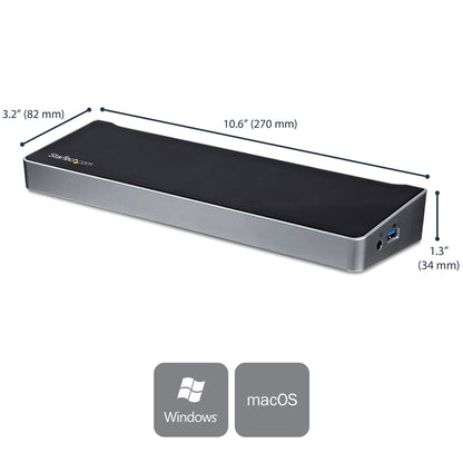 StarTech.com 4K USB-C-docka för tre skärmar med 5 USB 3.0-portar