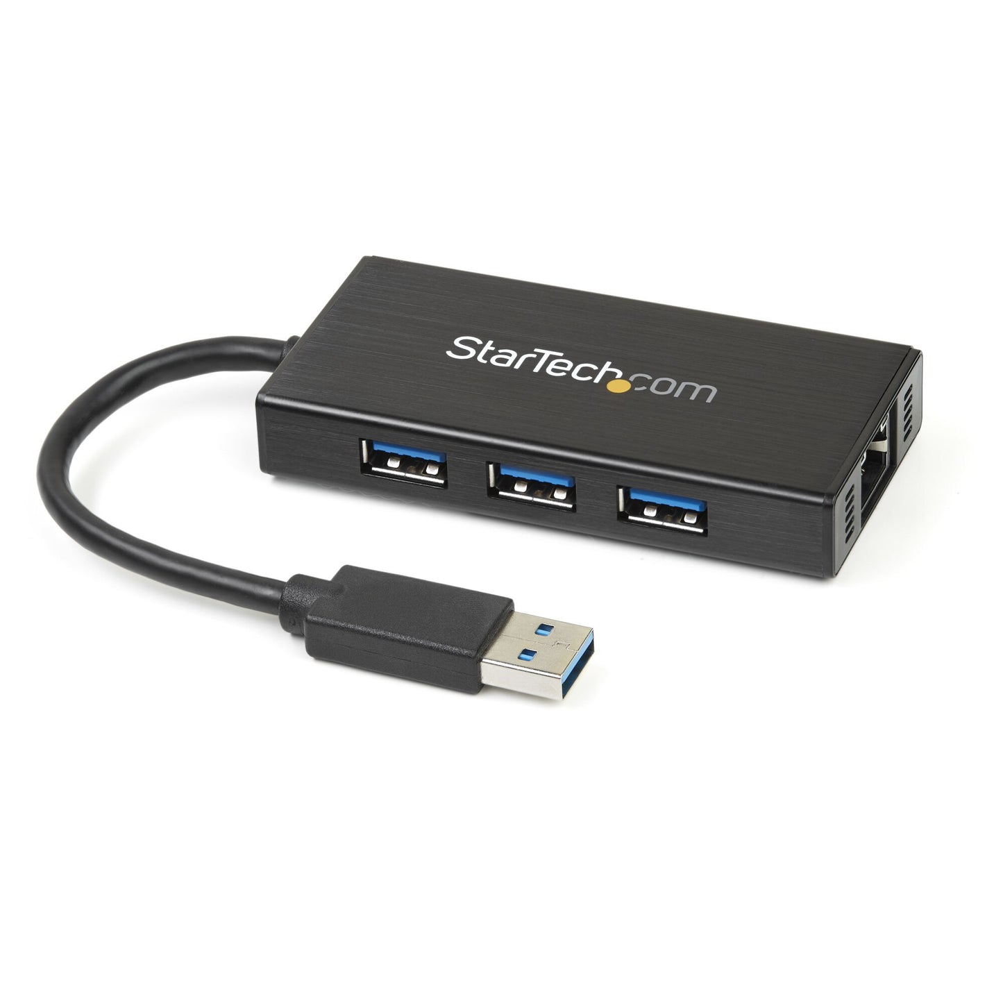StarTech.com Bärbar USB 3.0-hubb med 3 portar plus Gigabit Ethernet - 5Gbps - aluminium med inbyggd kabel
