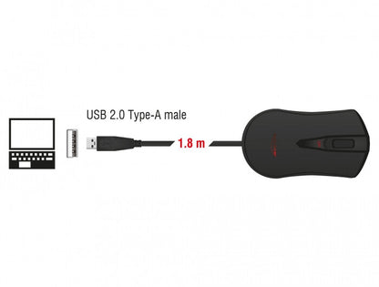 DeLOCK 12531 datormöss Spela Ambidextrous USB Type-A Optisk 4800 DPI