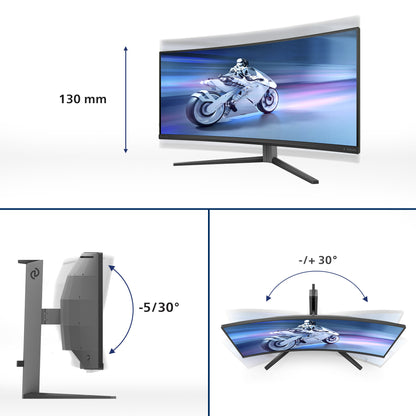 Philips Evnia 34M2C6500/00 platta pc-skärmar 86,4 cm (34") 3440 x 1440 pixlar Wide Quad HD QD-OLED Grå