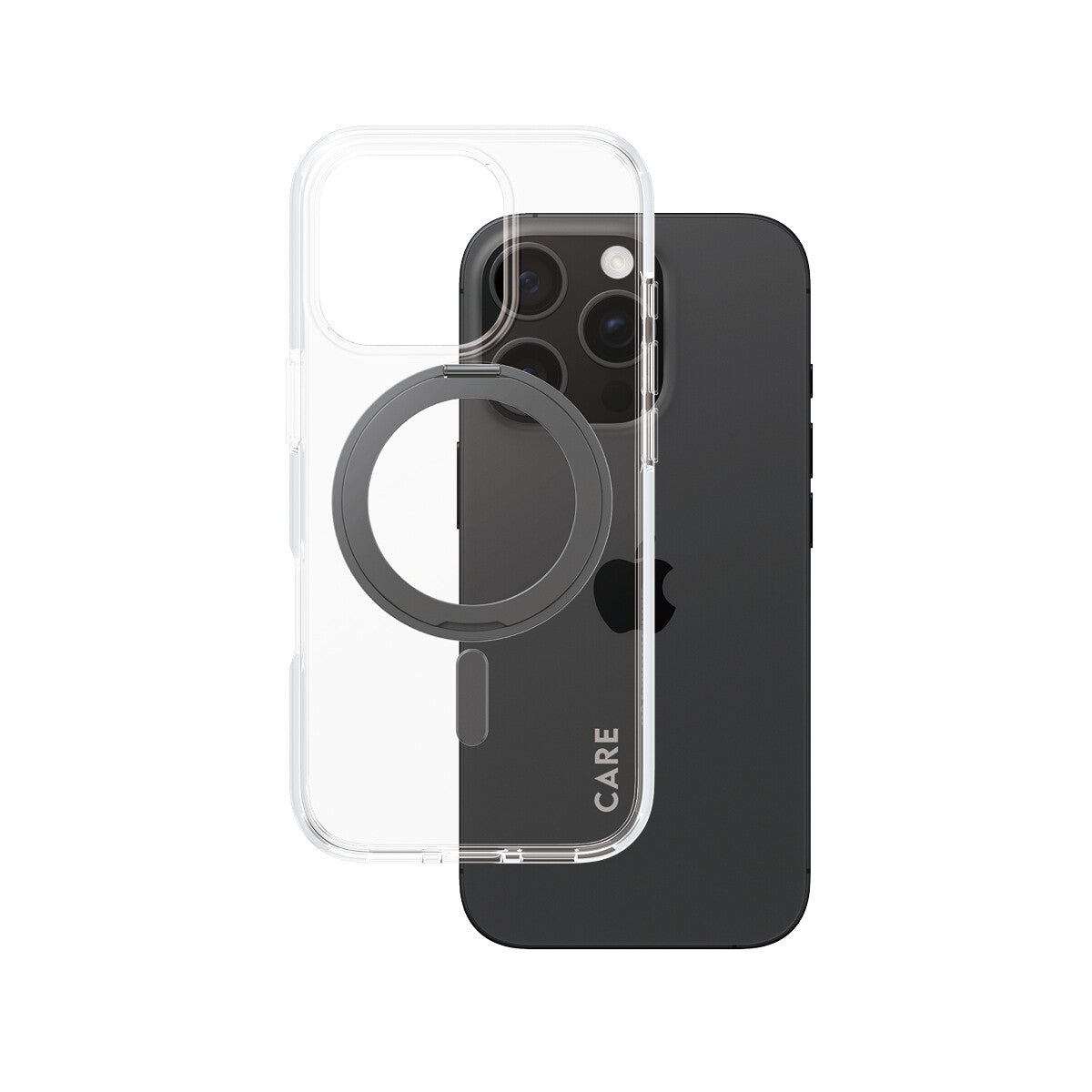 PanzerGlass CARE by ® Feature Case Transparent w. Black Kickstand & MagSafe iPhone 16 Pro mobiltelefonfodral Omslag Svart