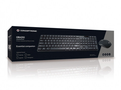 Conceptronic Orazio tangentbord Mus inkluderad Hem RF Trådlös QWERTY Spansk Svart