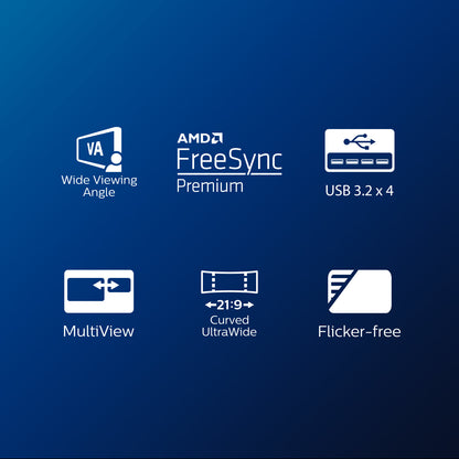 Philips E Line 346E2CUAE/23 LED display 86,4 cm (34") 3440 x 1440 pixlar Wide Quad HD LCD Svart