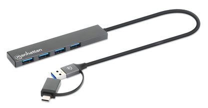 Manhattan 181006 gränssnittshubbar USB 3.2 Gen 1 (3.1 Gen 1) Type-A 5000 Mbit/s Grå