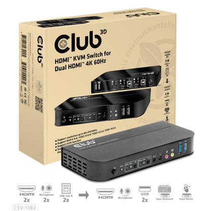 CLUB3D CSV-1382 KVM-switchar Svart