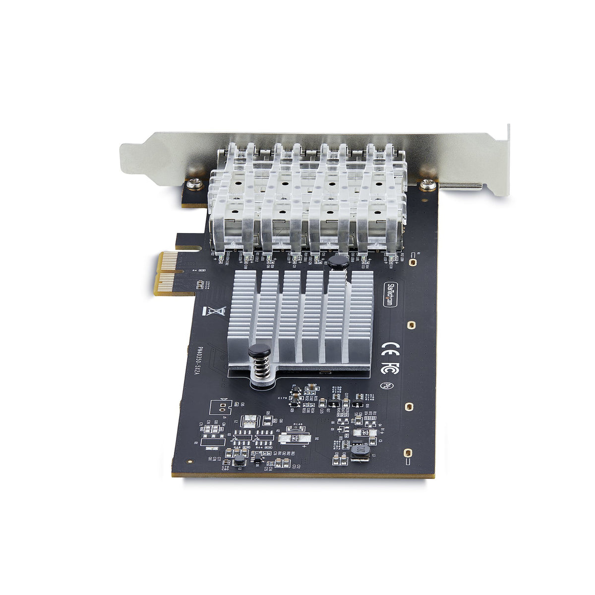 StarTech.com GbE SFP-nätverkskort med 4 portar, PCIe 2.0 x2 (kompatibelt med x4, x8, x16), Intel I350-AM4 4x 1 GbE-styrenhet, 1000BASE koppar/fiberoptisk, Gigabit Ethernet NIC med fyra portar för stationär dator/server - Windows och Linux