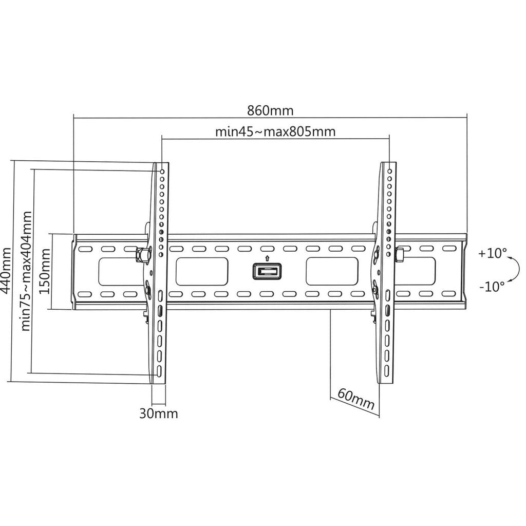 Manhattan 423830 fäste och ställ till bildskärm 2,16 m (85") Vägg Svart