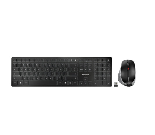 CHERRY DW 9500 SLIM tangentbord Mus inkluderad Universal Trådlös RF + Bluetooth QWERTY Spansk Svart, Grå