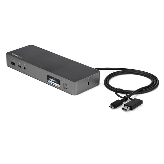 StarTech.com USB-C- och USB-A-dockningsstation ‒ hybrid universell dockningsstation för bärbar dator med dubbelskärm för 4K vid 60 Hz samt HDMI och DisplayPort ‒ USB 3.1 Gen 1-hubb, GbE ‒ strömförsörjning på 60 W ‒ Windows, Mac och Chrome