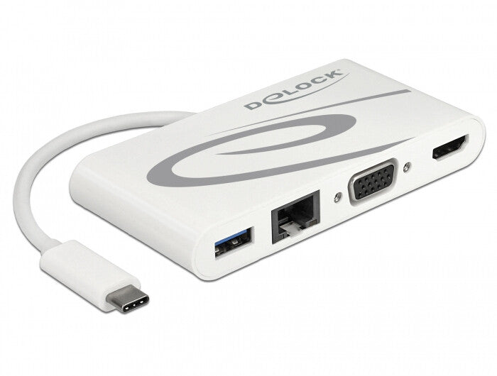 DeLOCK 87731 dockningsstationer för bärbara datorer USB 3.2 Gen 1 (3.1 Gen 1) Type-C Grå, Vit