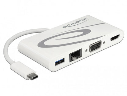 DeLOCK 87731 dockningsstationer för bärbara datorer USB 3.2 Gen 1 (3.1 Gen 1) Type-C Grå, Vit