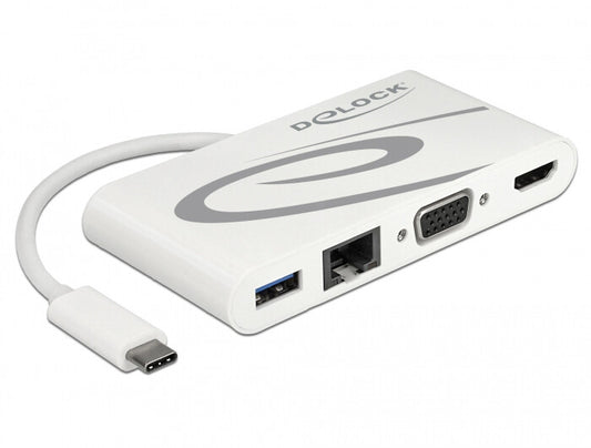DeLOCK 87731 dockningsstationer för bärbara datorer USB 3.2 Gen 1 (3.1 Gen 1) Type-C Grå, Vit