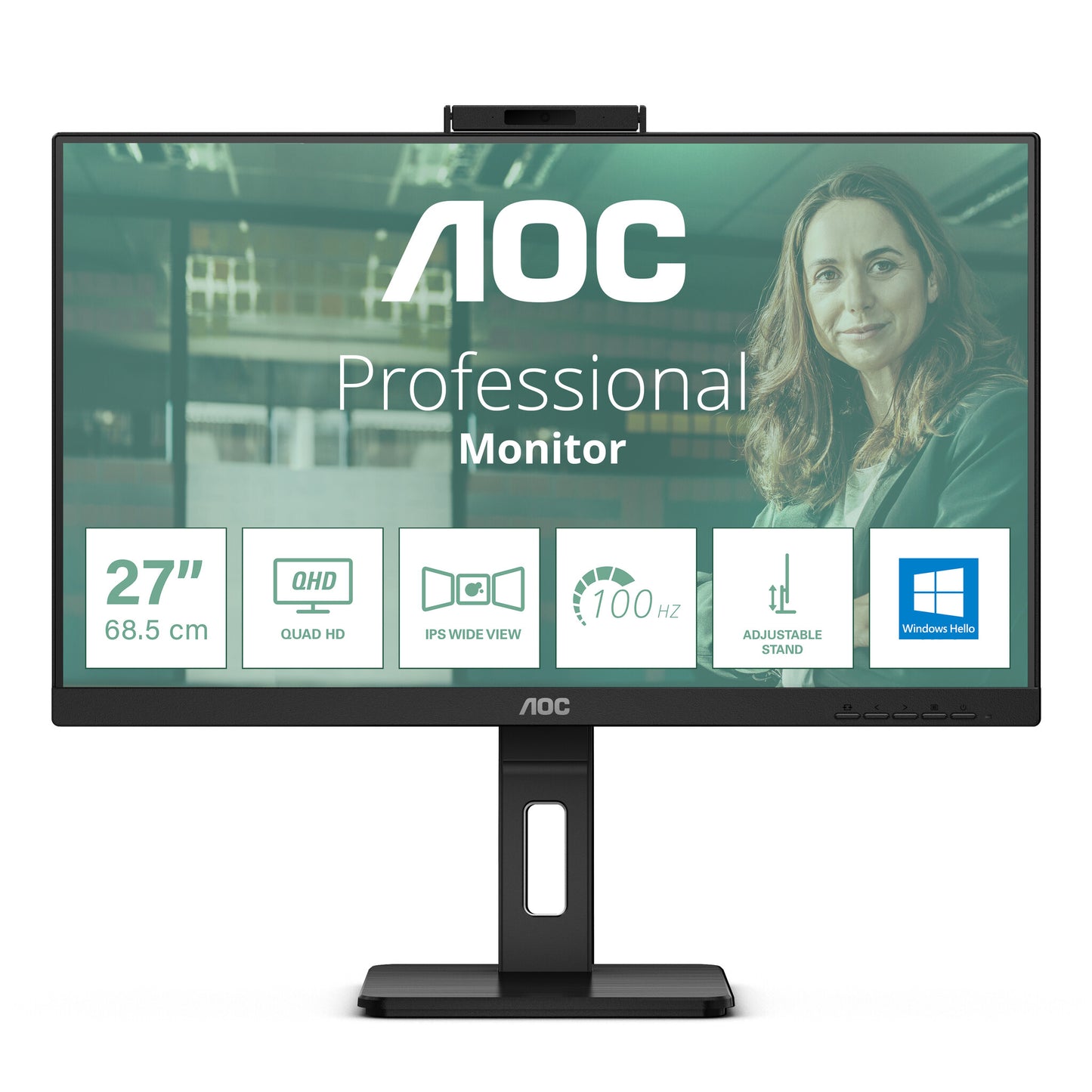 AOC Q27P3CW platta pc-skärmar 68,6 cm (27") 2560 x 1440 pixlar Quad HD LED Svart